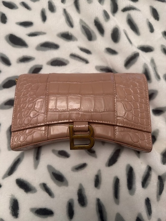 Balenciaga Handbags - Balenciaga Blush Croc-Embossed B Clutch